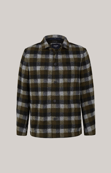Haiko Flannel Overshirt in Green/Grey Check