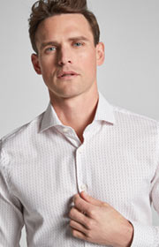 Hemd Panko - bügelleicht - in Weiß/Bordeaux gemustert