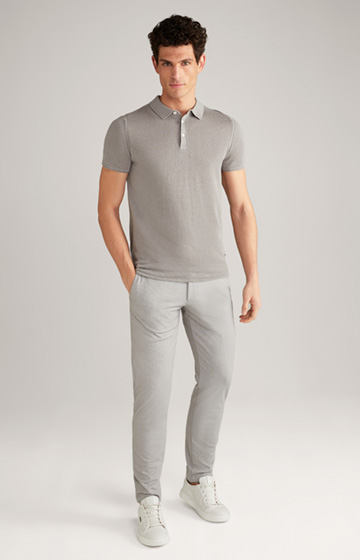 Leinen-Modal-Poloshirt Fidolin in Grau