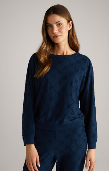 Long-Sleeve Loungewear Top in Dark Blue