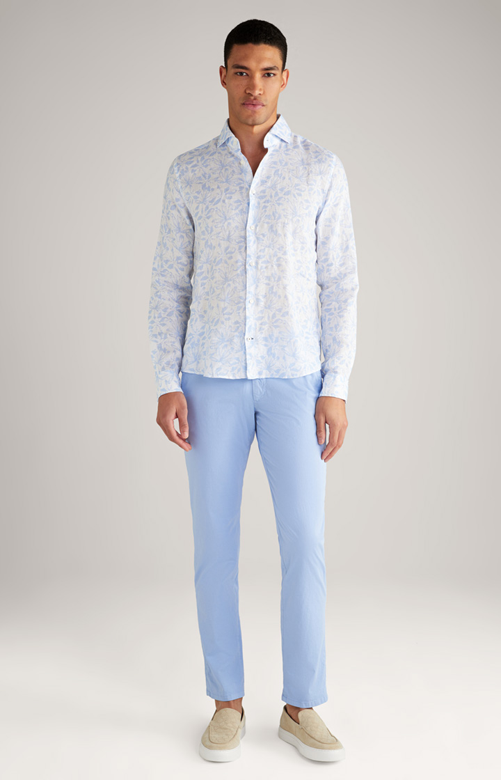 Pai Linen Shirt in Off-white/Light Blue Pattern