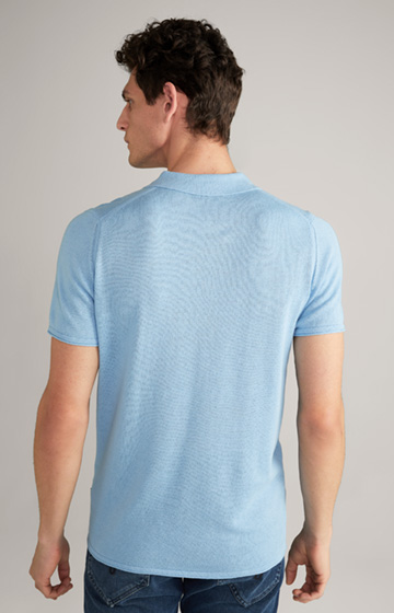 Koszulka polo Fidolin ze lnu i modalu w kolorze jasnoniebieskim