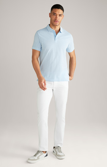 Percy cotton polo shirt in light blue/white melange