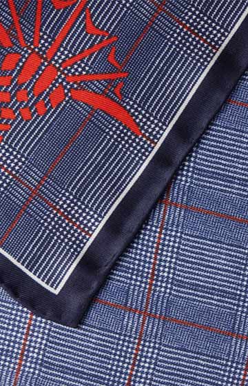 Seiden-Einstecktuch in Blau gemustert