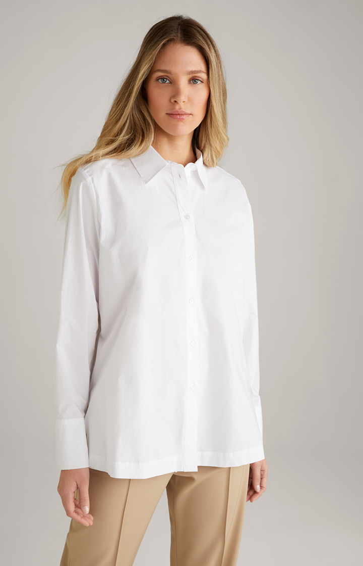 Baumwollstretch-Bluse in Weiß