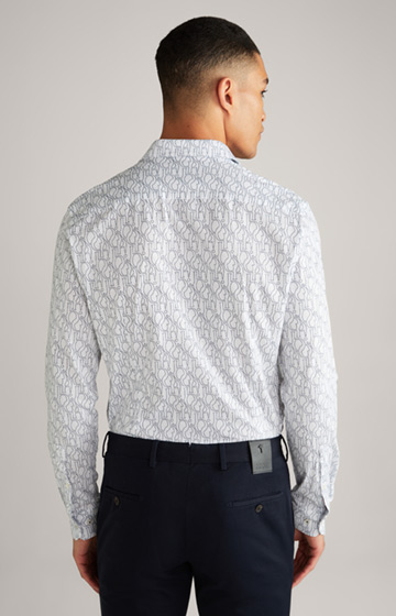 Pit cotton shirt in patterned white/dark blue