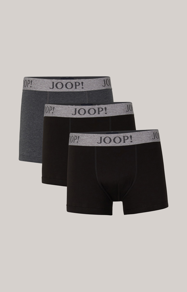 3-Pack of Fine Cotton Stretch Boxers in Mottled Black/Dark Grey