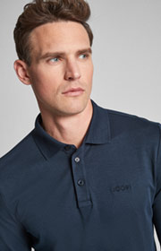 Langarm-Poloshirt Iwan in Dunkelblau