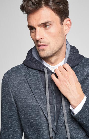 Jersey-Sakko Hoodney in Dunkelblau melange