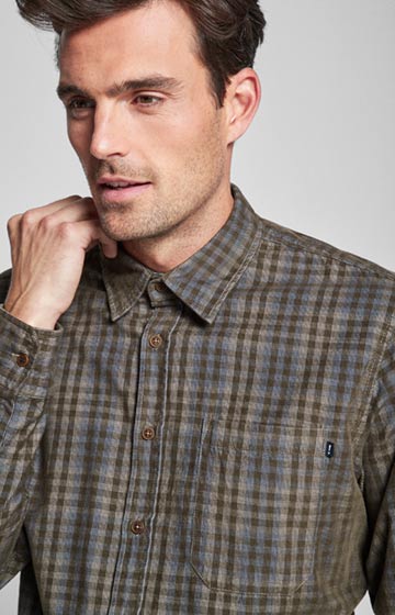 Hemd Hanson in Olive gemustert