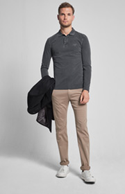 Langarm-Polo-Shirt Ambrosio in Schwarz