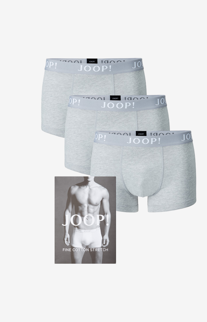 Image of 3er-Pack Fine Cotton Stretch Boxer in Grau meliert