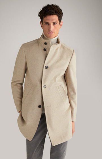 Maron Cashmere Blend Coat in Light Beige Flecked