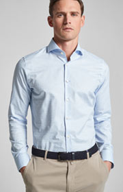 Hemd Pajos-W - bügelleicht - in Hellblau gemustert 