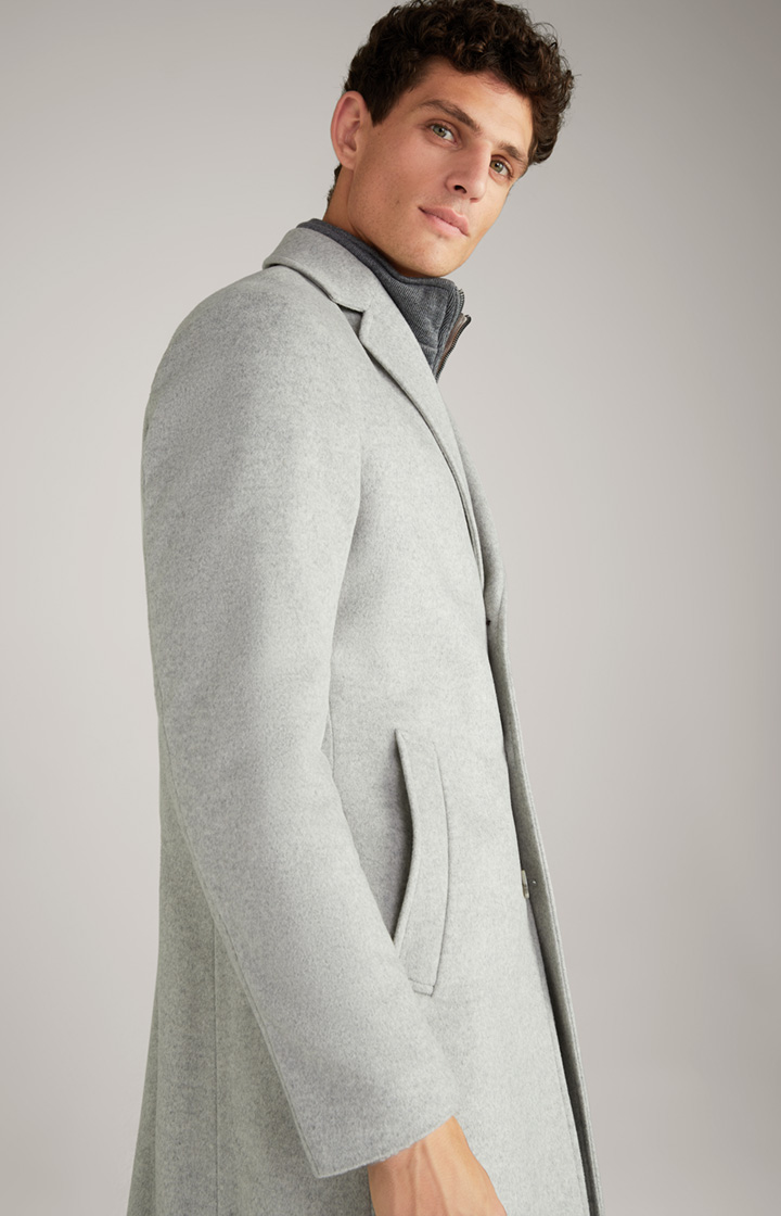 Mens light grey 2025 wool overcoat