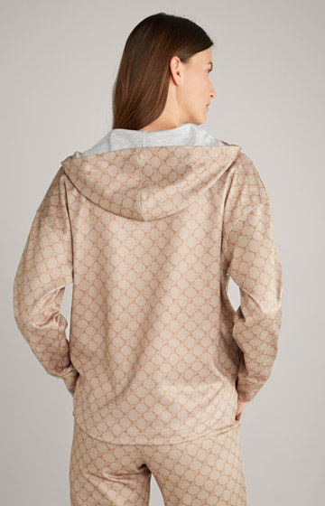 Bluza z kapturem w kolorze beżowym ze wzorem