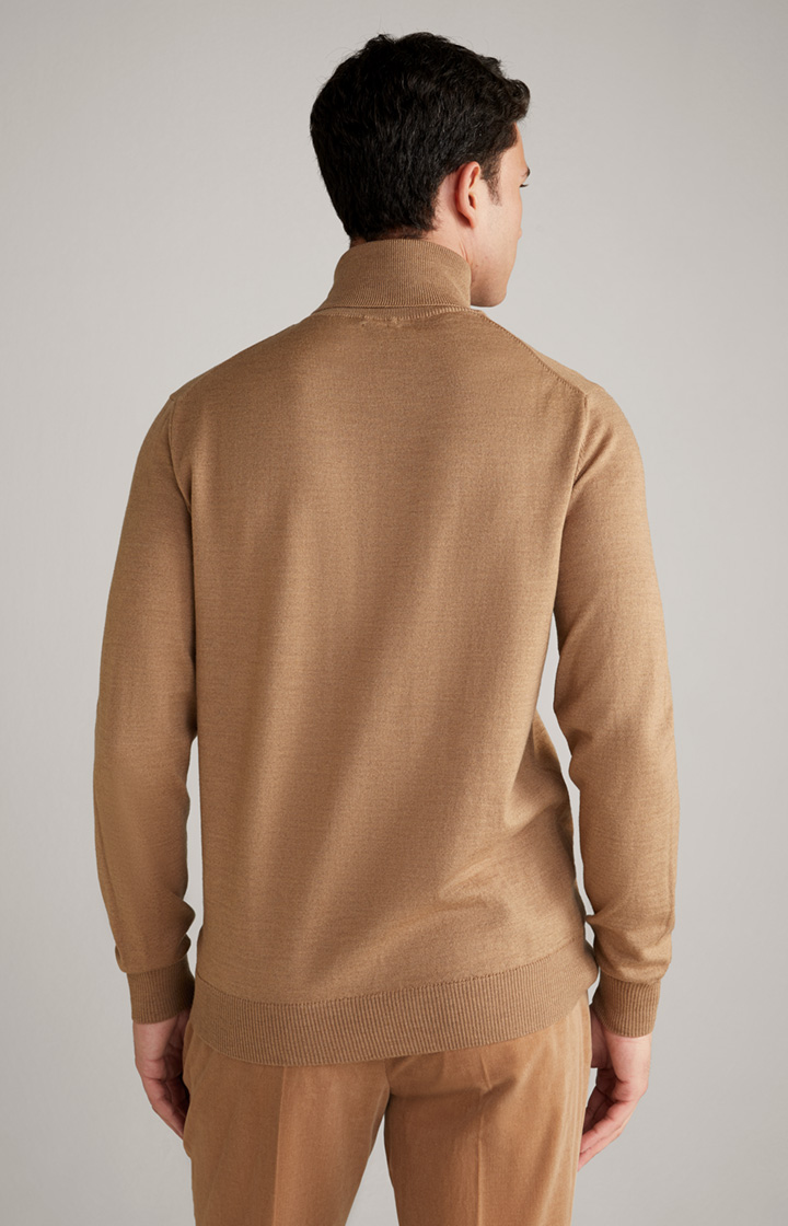 Slim Fit Fine-knit Cotton Sweater - Dark beige melange - Men
