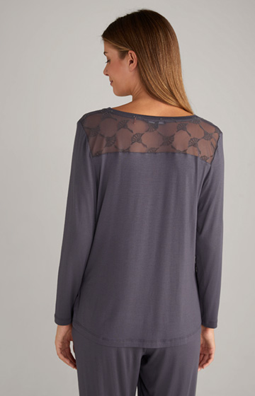 Long Sleeve Loungewear Top in Anthracite
