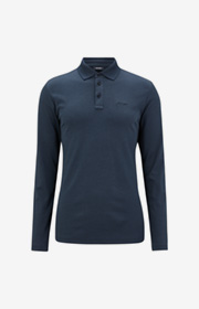 Langarm-Poloshirt Iwan in Dunkelblau