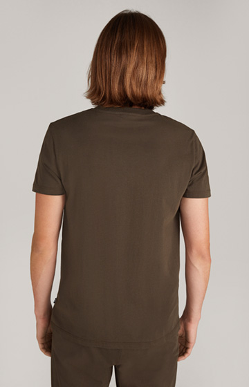 Loungewear T-Shirt in Dark Green/Brown