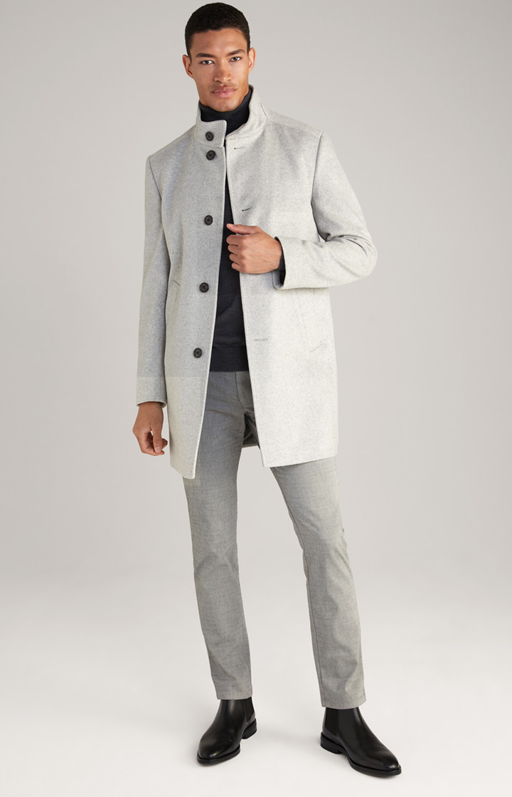 Maron Cashmere Blend Coat in Light Grey Flecked