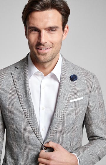 Sakko Four in Hellgrau gemustert