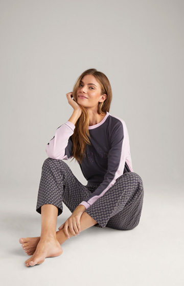 Loungewear trousers in patterned anthracite