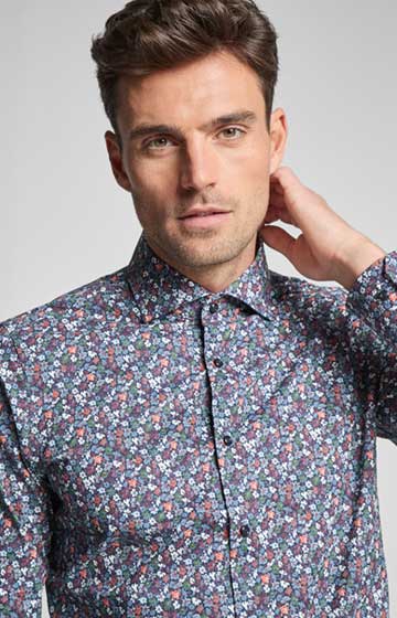 Hemd Panko in Navy gemustert