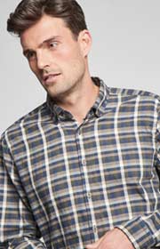 Flanell-Hemd Heli in Navy/Oliv gemustert