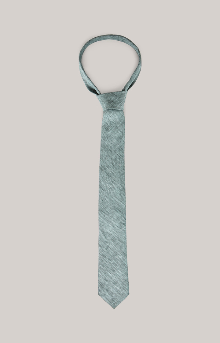 Leinen-Krawatte in Medium Green Melange