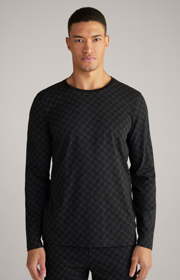 Loungewear Long-Sleeved Top in a Black Pattern