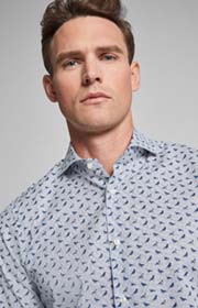 Hemd Pajos - bügelleicht - in Blau/Weiß gemustert