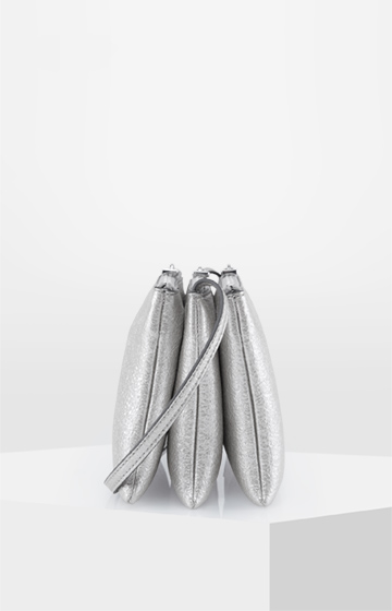 Schultertasche Clessida Reverso in Silber-Metallic
