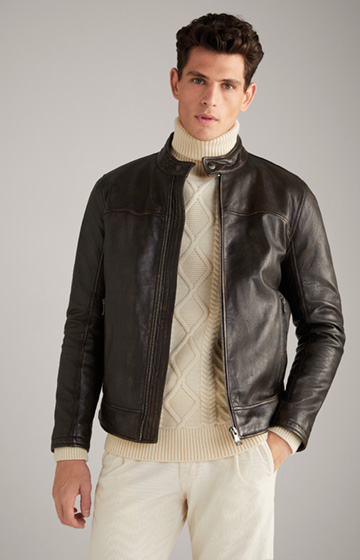 Cleary Leather Jacket in Dark Brown