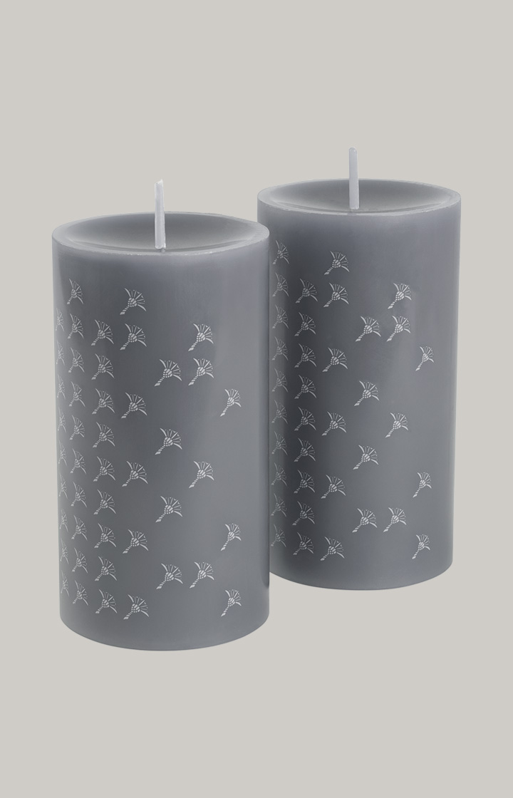 New JOOP! FADED CORNFLOWER pillar candle in slate - set of 2, 15 cm tall