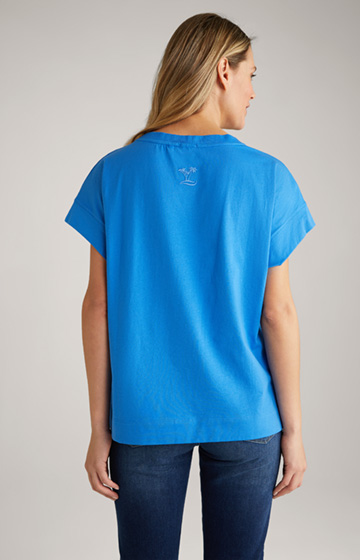 Baumwoll-T-Shirt in Aqua-Blau