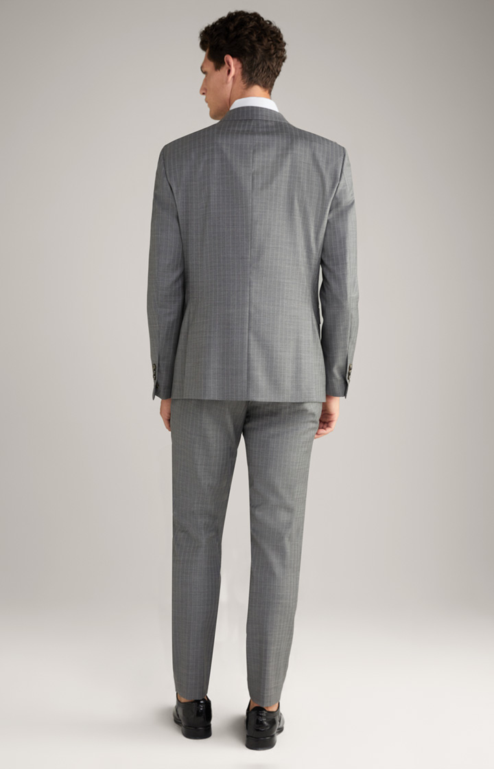 Harvey-Bloom Virgin Wool Suit in Grey Stripes