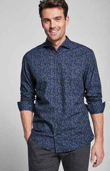 Hemd Hanjo in Dunkelblau gemustert