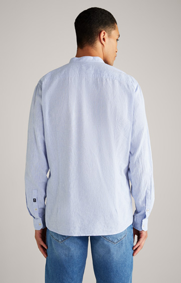Lniano-bawełniana koszula Hedde w kolorze jasnoniebieskim z efektem melanżu