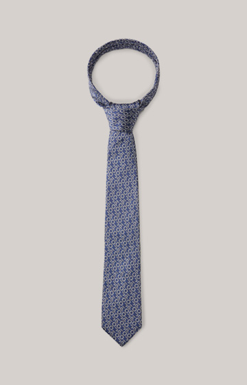 Krawat jedwabny w kolorze niebieskim ze wzorem