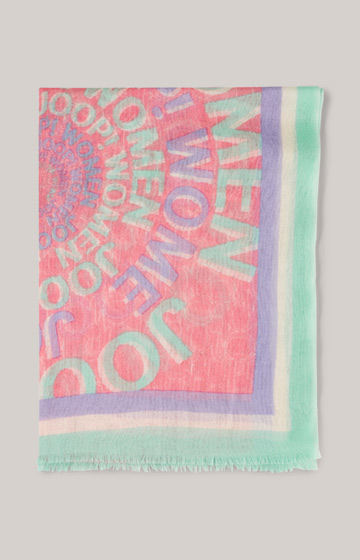 Woll-Schal in Rosa-Mint mit Print