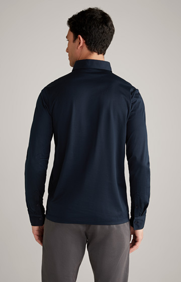Long-sleeved Baldwin Polo Shirt in Dark Blue