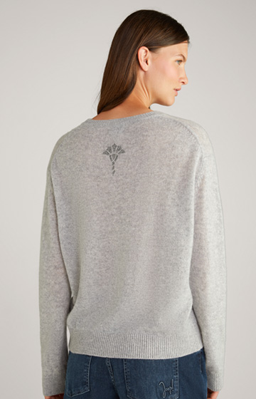 Cashmere Knitted Sweater in Grey Marl