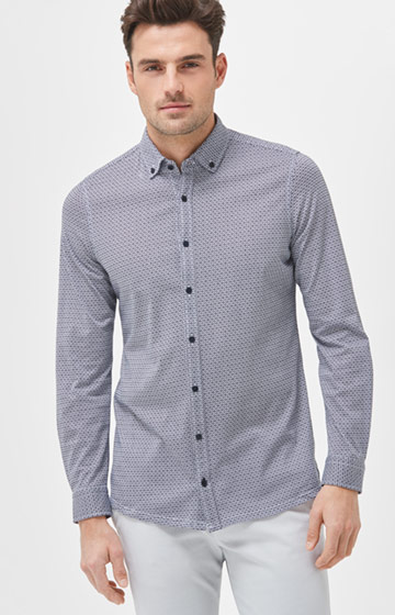 Hemd Heli in Navy/Weiß gemustert