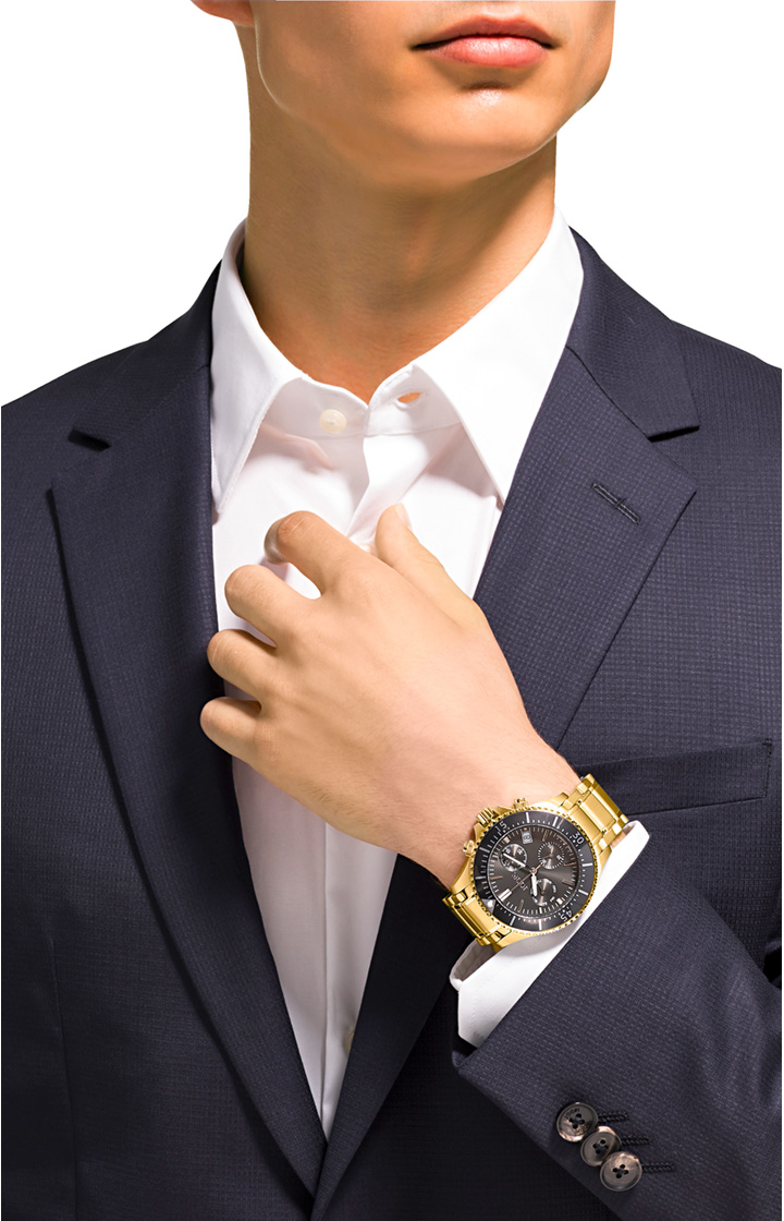 Zegarek męski w kolorze złoto-czarnym