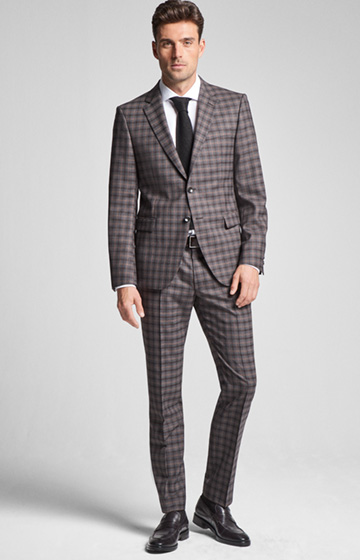 Baukasten-Sakko Herby in Braun/Grau kariert