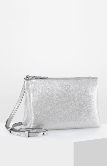 Schultertasche Clessida Reverso in Silber-Metallic