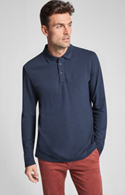Langarm-Poloshirt Priamo in Navy 