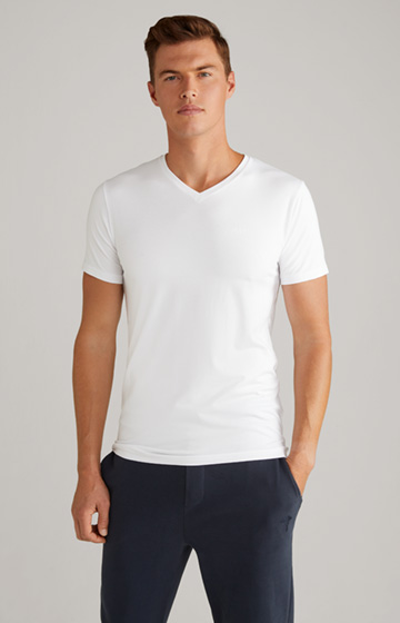 2er-Pack Modal-Baumwoll-Stretch T-Shirts in Weiss
