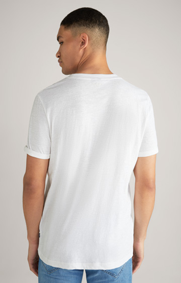 Baumwoll-Leinen-T-Shirt Linaro in Weiß